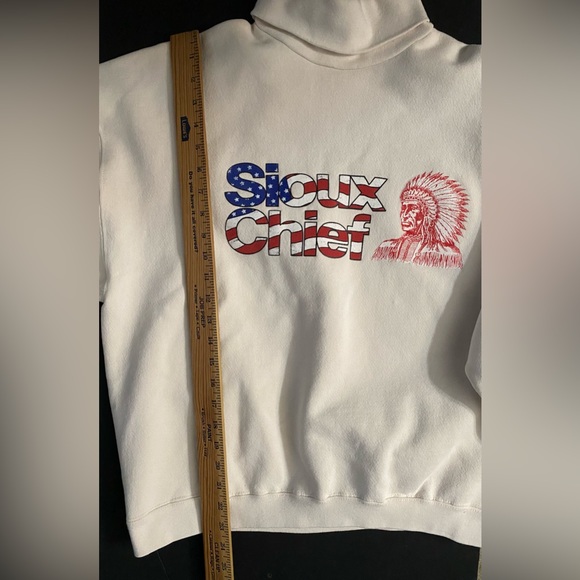 Vintage Tultex Cotton Sioux Chef print Unisex sweatshirt Turtleneck Large - Picture 5 of 12